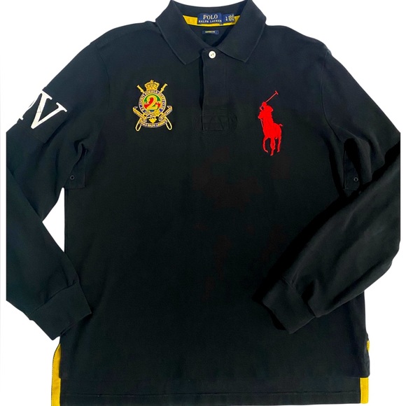 Polo Ralph Lauren Vintage Crest Big Pony Polo Rugby Shirt Y2K  Streetwear Preppy - Picture 1 of 8